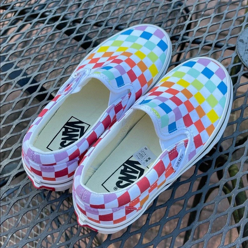 Vans Slip-On Rainbow Checkerboard Colorful Sneakers Unisex Women’s 6.5 Men’s 4 - Picture 17 of 17